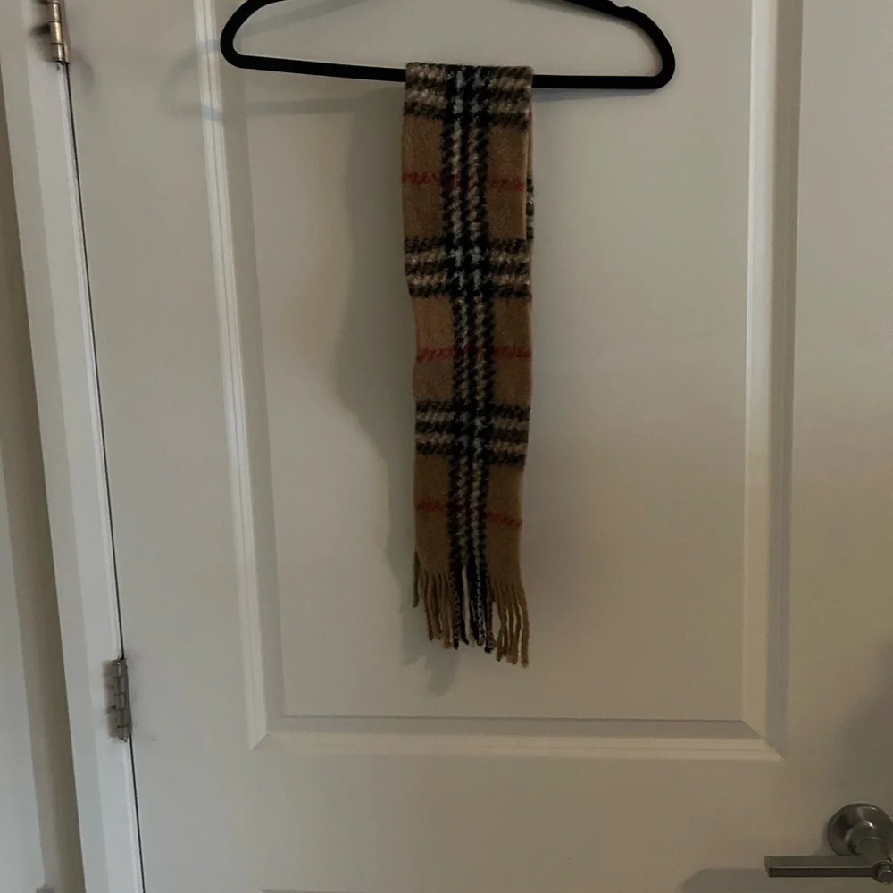Burberry Tan and Black Checkered Scarf